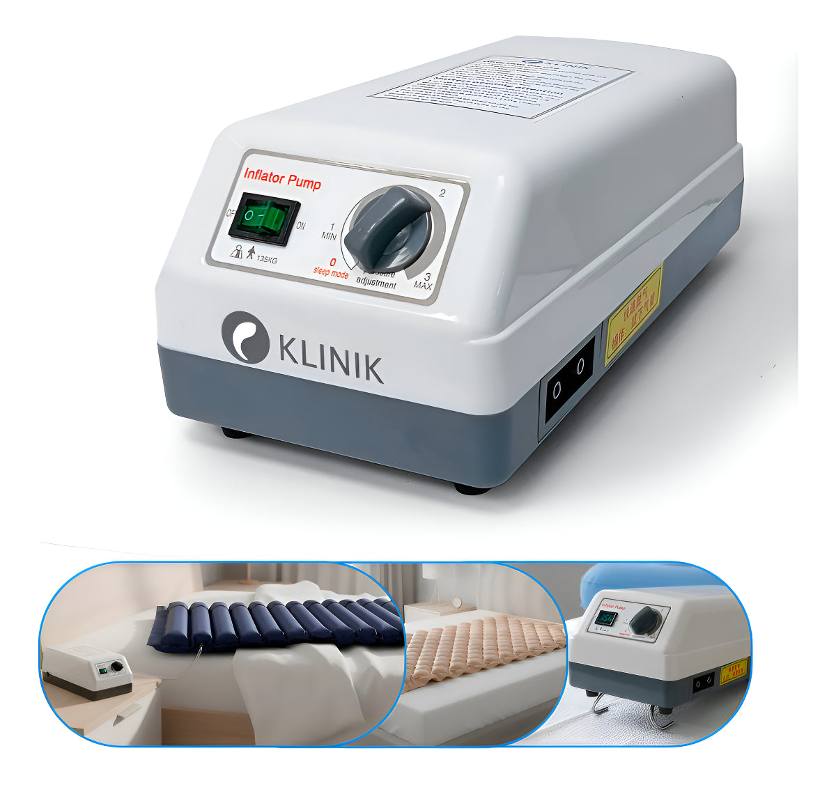 Compresor Para Colchón Klinik Silencioso 135kg Con Gancho