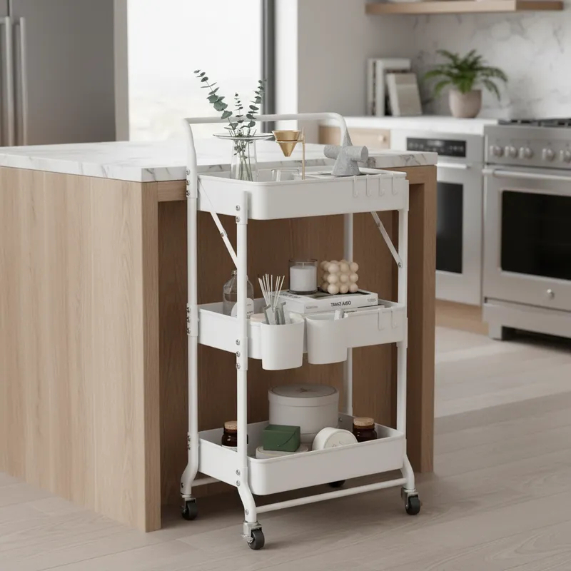 Carro Plegable Carrito Organizador Estante Con Rueda Multiuso