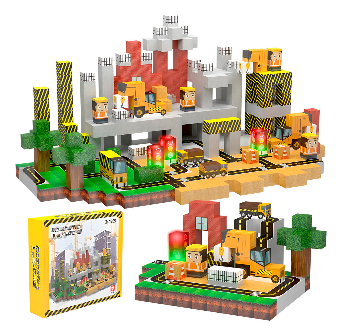 Bloques Magnéticos Tipo Minecraft 138 Pcs Con 2 Bloques De Luz