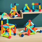 Bloques Magneticos 2 en 1 De Varillas 3D De 84 piezas Con Balde No Tóxico
