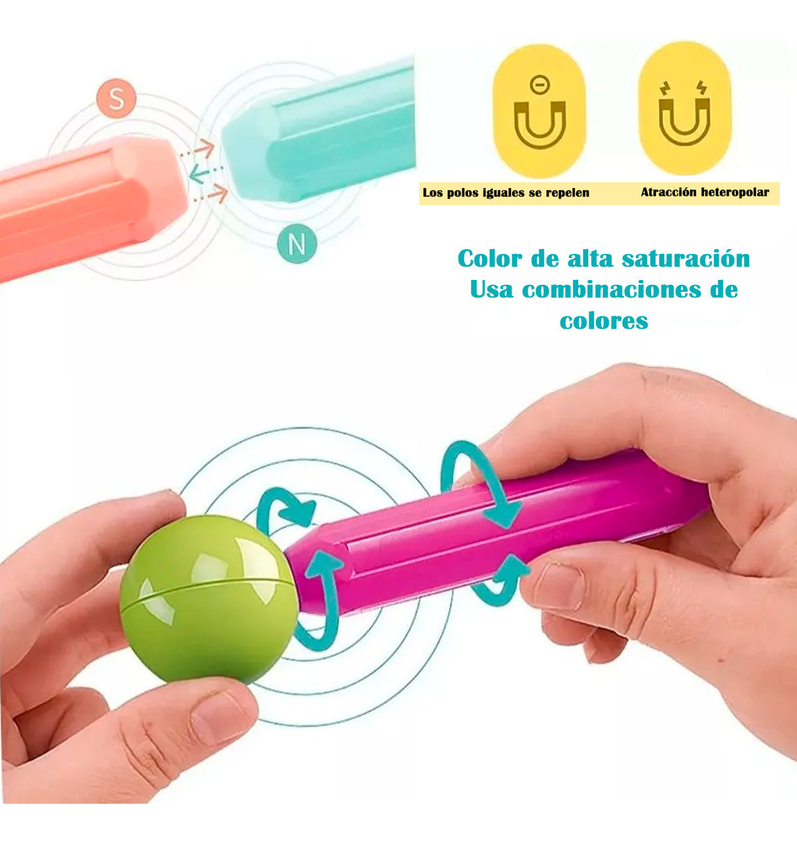 Bloques Magneticos 2 en 1 De Varillas 3D De 84 piezas Con Balde No Tóxico
