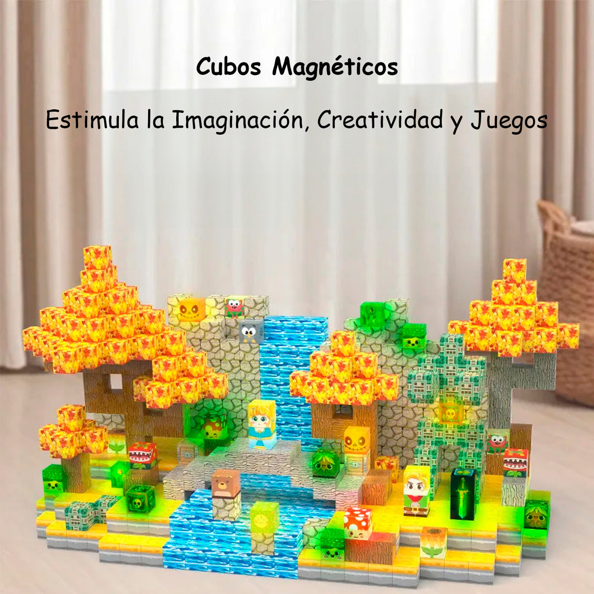 Bloques Magnéticos Tipo Minecraft 200 Pcs Con 10 Bloques De Luz