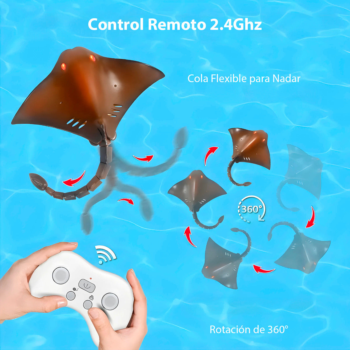 Juguete A Control Remoto Mantarraya Acuatico Recargable 35Cm