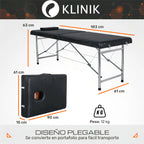 Camilla Cama Masajes Klinik 200kg Aluminio Plegable Acolchada Negro