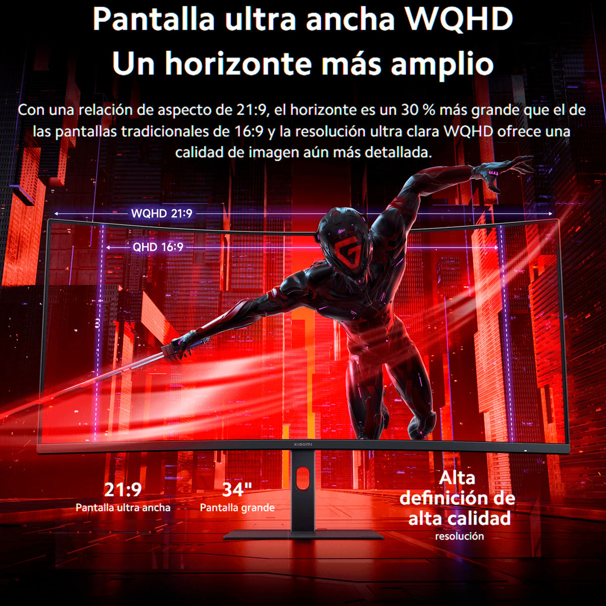 Xiaomi Monitor Curvo Gamer G34wqi 34 2k Ultrawide 180hz Negro