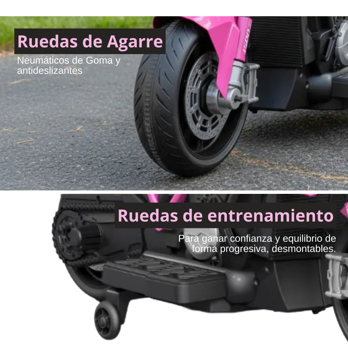 Moto Electrica Montable Niñas Racing Grande Bateria Duradera 12v Rosa Chicle