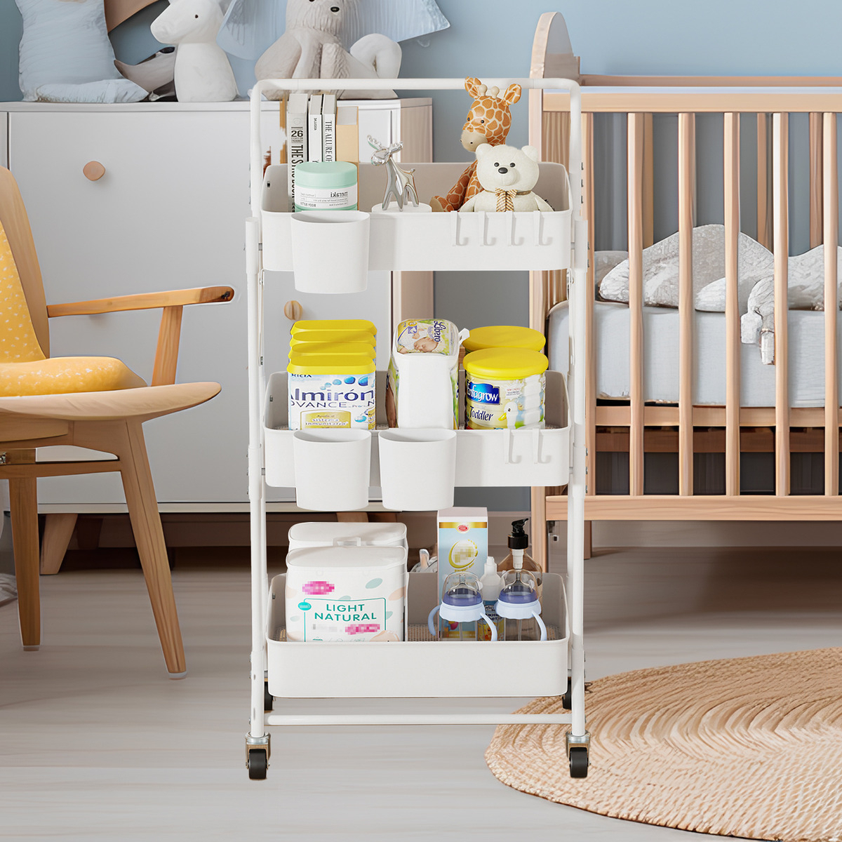 Carro Plegable Carrito Organizador Estante Con Rueda Multiuso