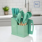 Set 19 Utensilios De Cocina Antiadherente Silicona Madera