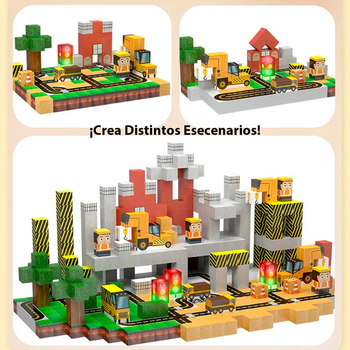 Bloques Magnéticos Tipo Minecraft 138 Pcs Con 2 Bloques De Luz