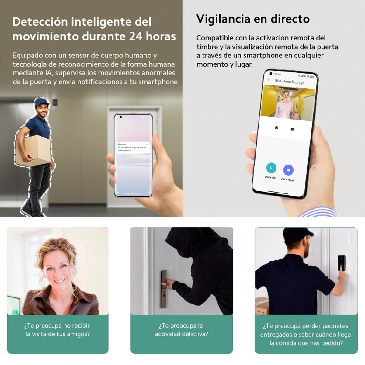 Xiaomi Smart Doorbell 3 Timbre Inteligente Wifi Batería Negro