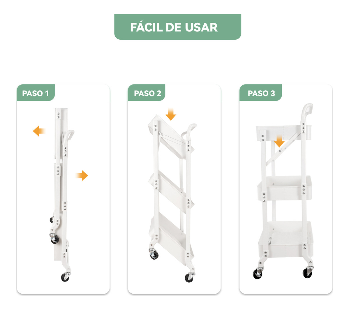 Carro Plegable Carrito Organizador Estante Con Rueda Multiuso