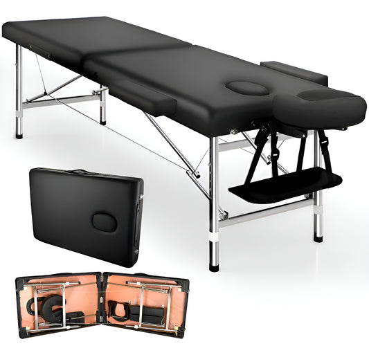 Cama Masajes Estetica Klinik 200kg Altura Ajustable Plegable Negro