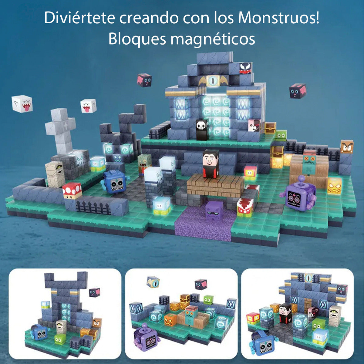 Bloques Magnéticos Tipo Minecraft Underworld 190pc Y 17 De Luz
