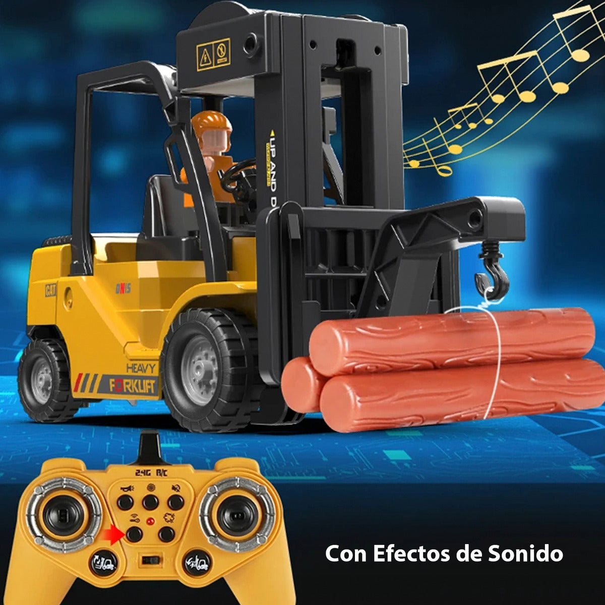 Grua Horquilla Con Pallet Y Cajas Juguete Control Remoto Montacarga