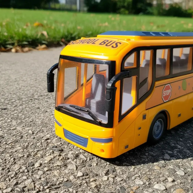 Juguete Auto Bus Escolar a Control Remoto Puertas Y Luces Amarillo