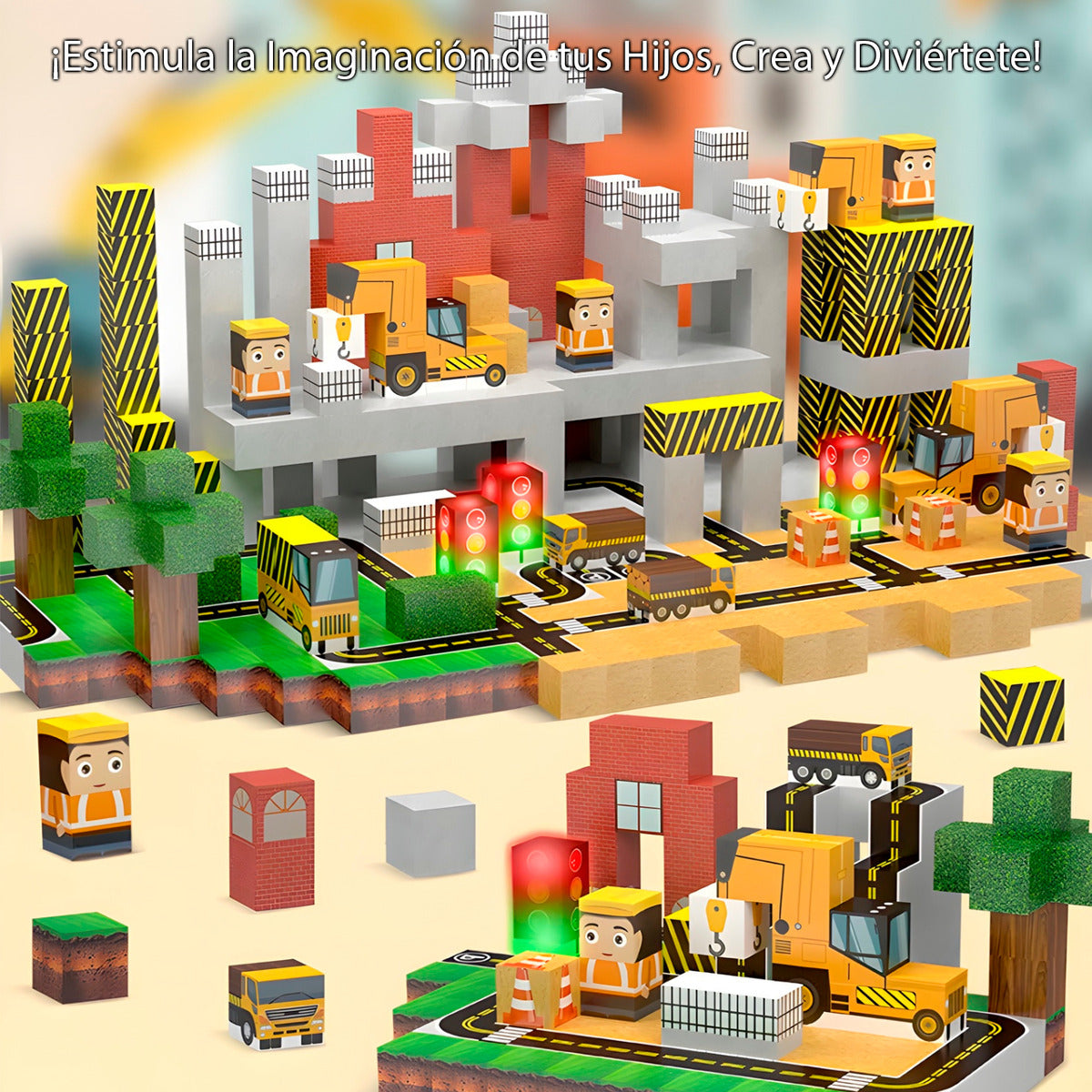 Bloques Magnéticos Tipo Minecraft 138 Pcs Con 2 Bloques De Luz