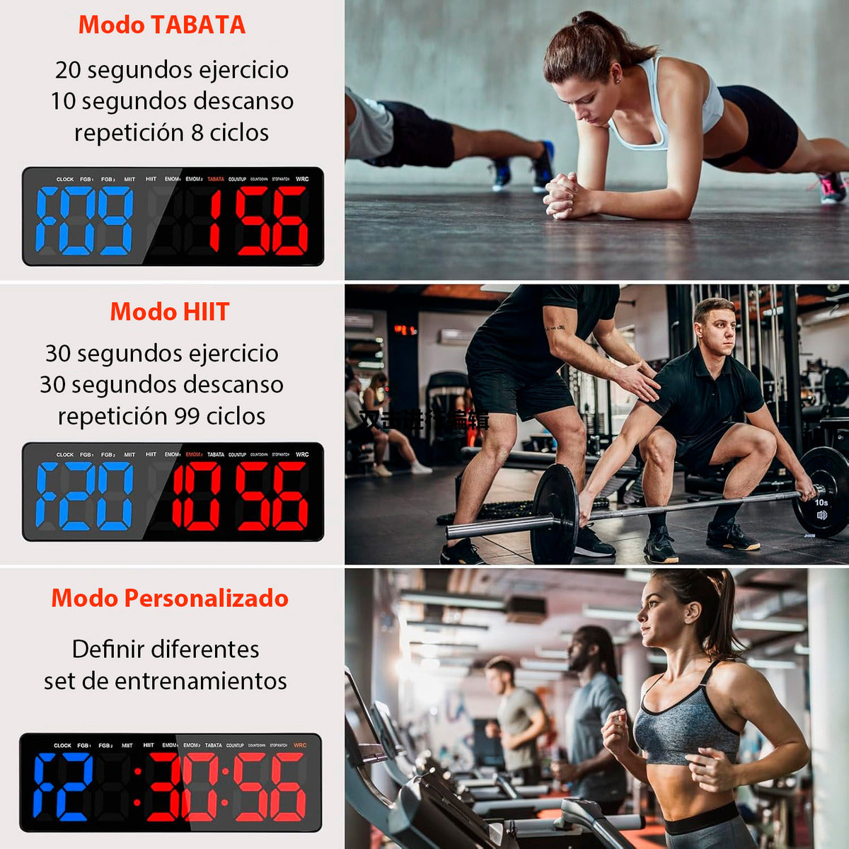 Reloj Cronometro Fitness Gimnasio Con Control 11 Modos