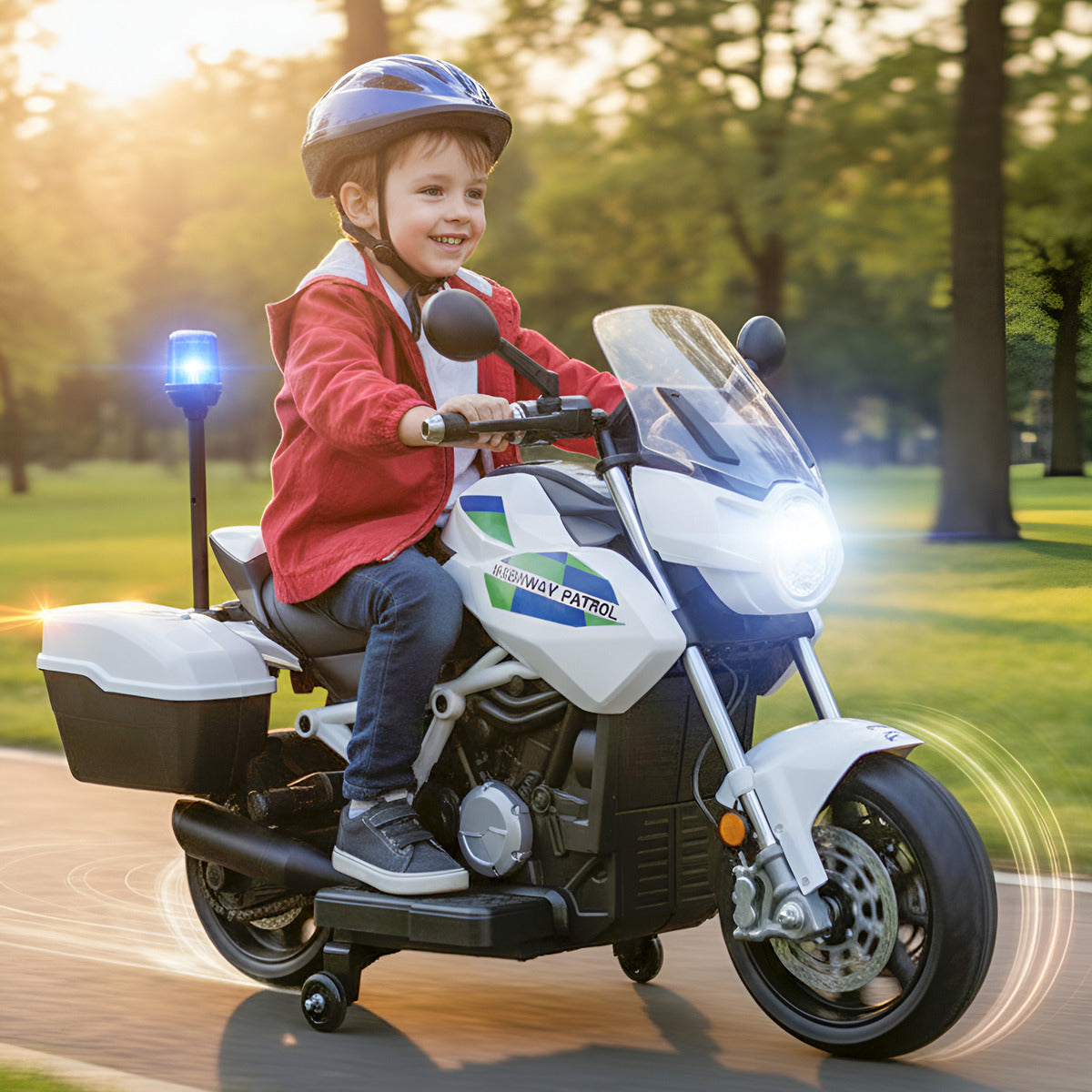 Moto Electrica Montable Niños Policia Bateria Alta Duracion Led Blanco