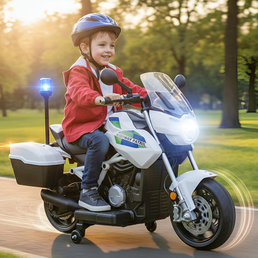 Moto Electrica Montable Niños Policia Bateria Alta Duracion Led Blanco