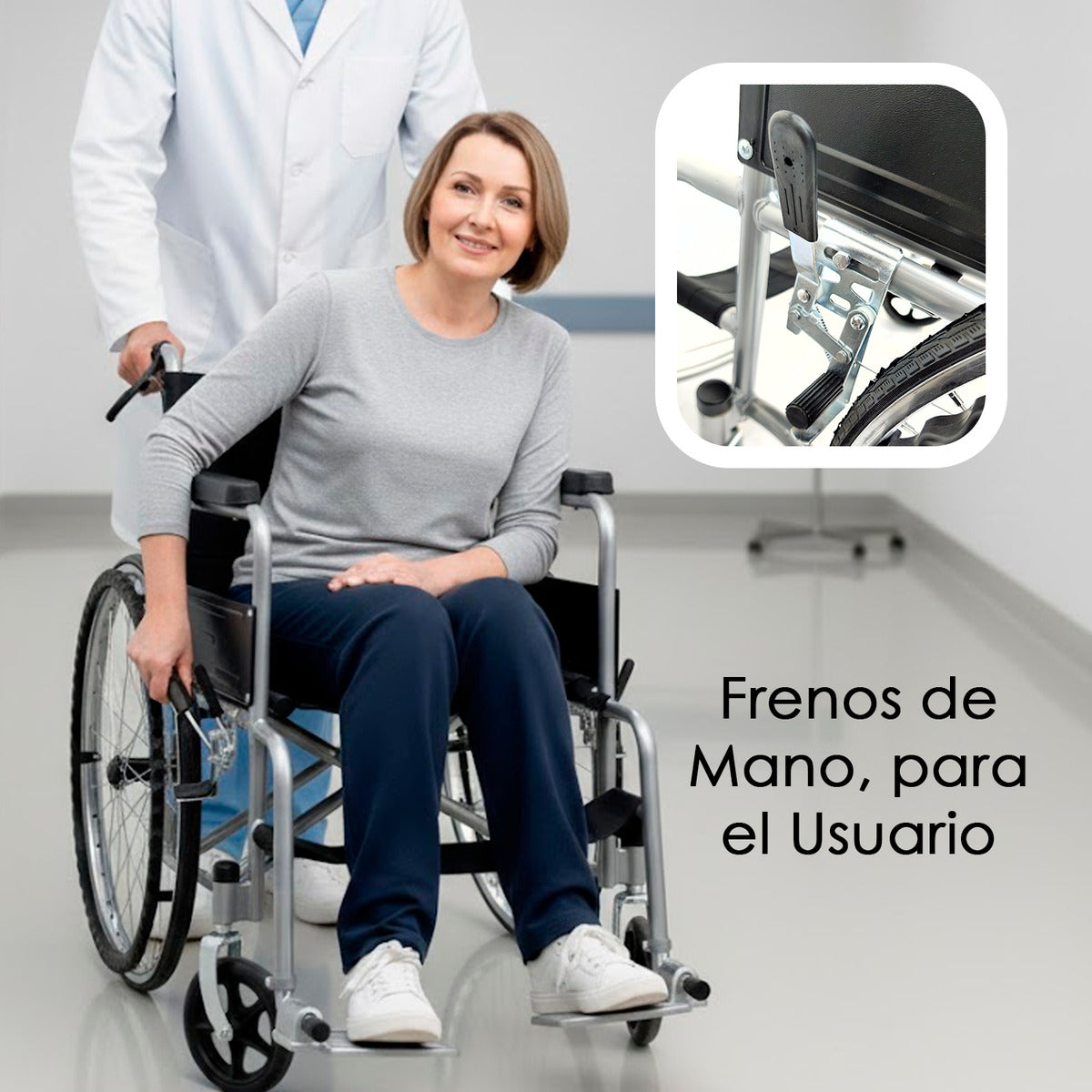 Silla De Ruedas Geriatrica Medica Con Freno Plegable 45cm
