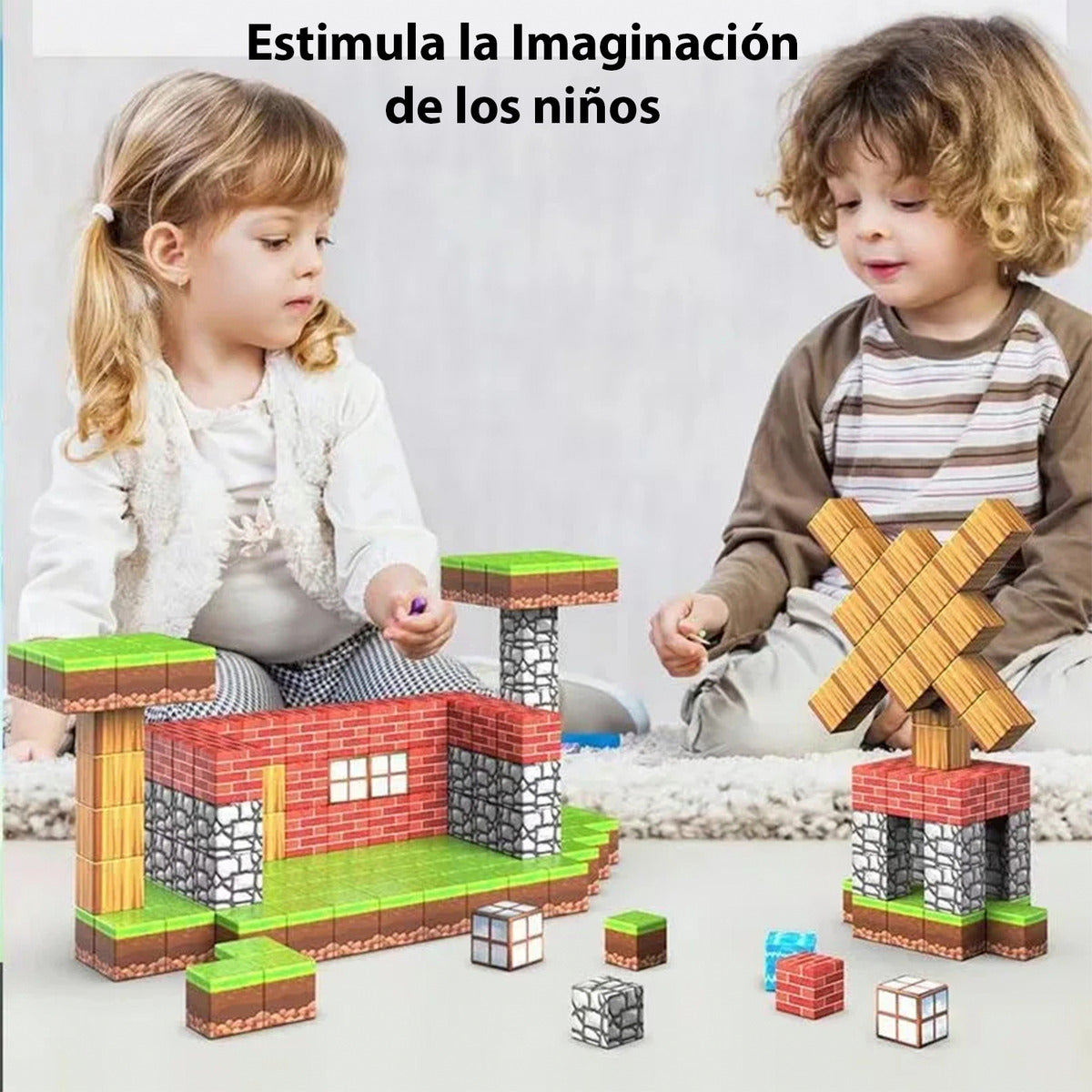 Bloques Construcción Niños Tipo Minecraft 100pcs 6 Muñecos