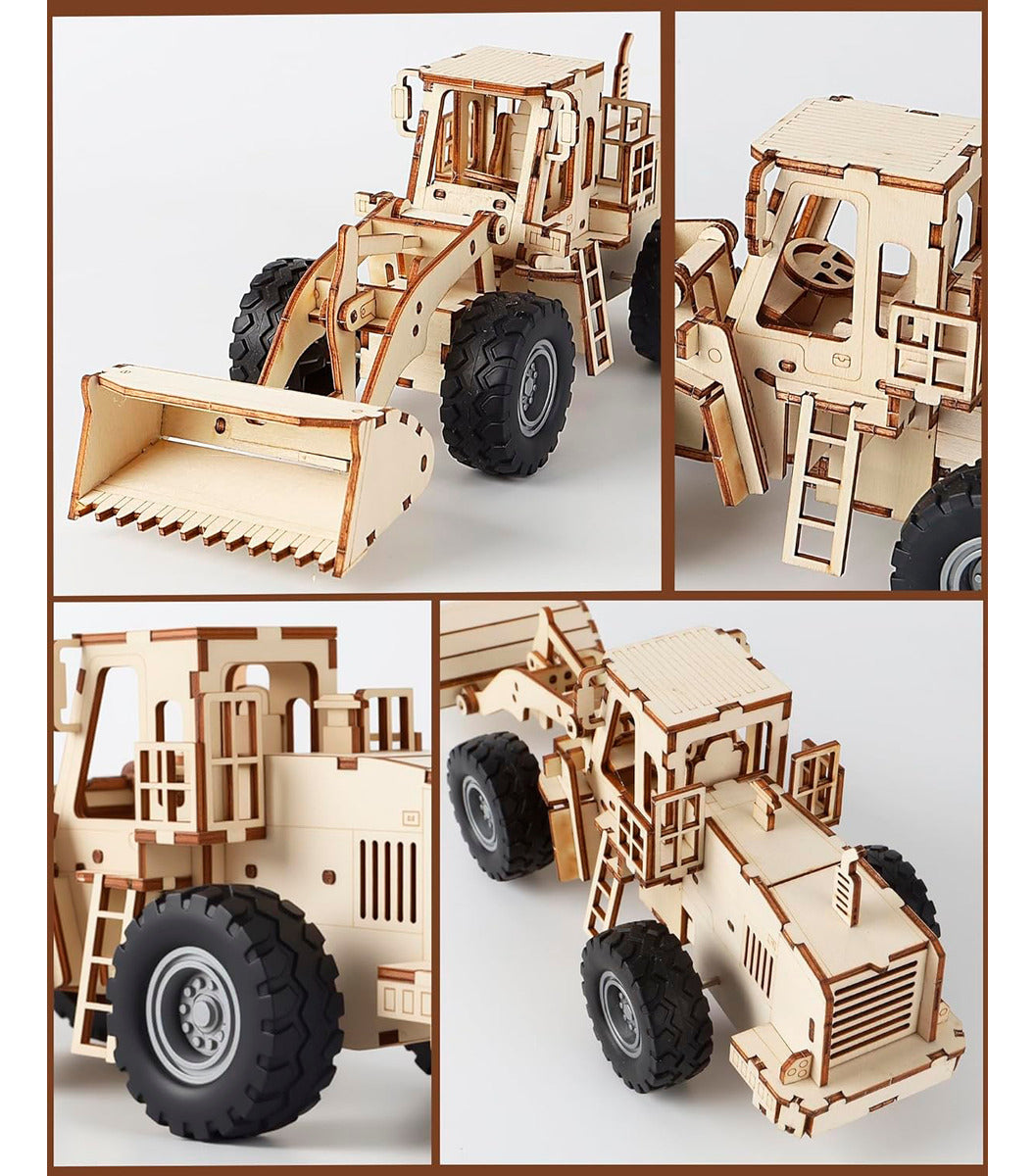 Auto Armable 3d Madera Tractor Construccion 106pcs Didactico