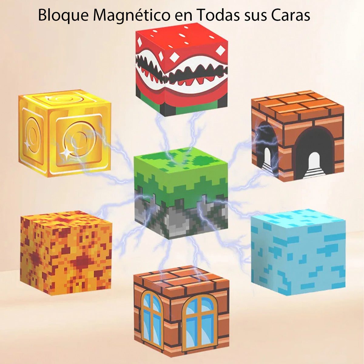 Bloques Magnéticos Tipo Minecraft 137 Pcs 3 Bloques De Luz