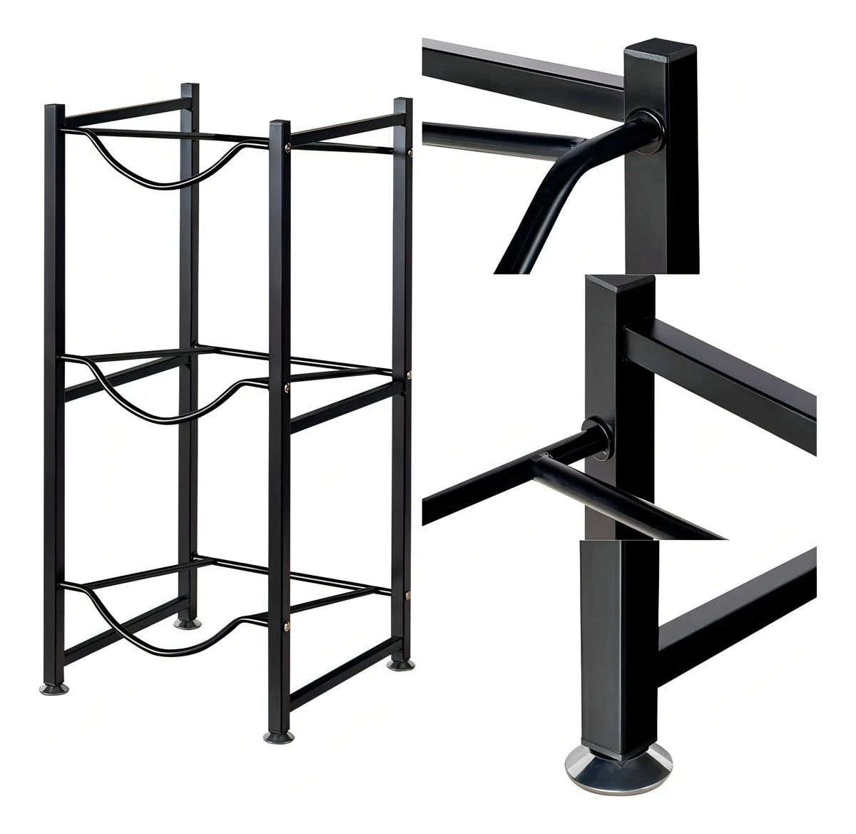 Estante Organizador Rack 3 Botellones Agua 20lts Negro