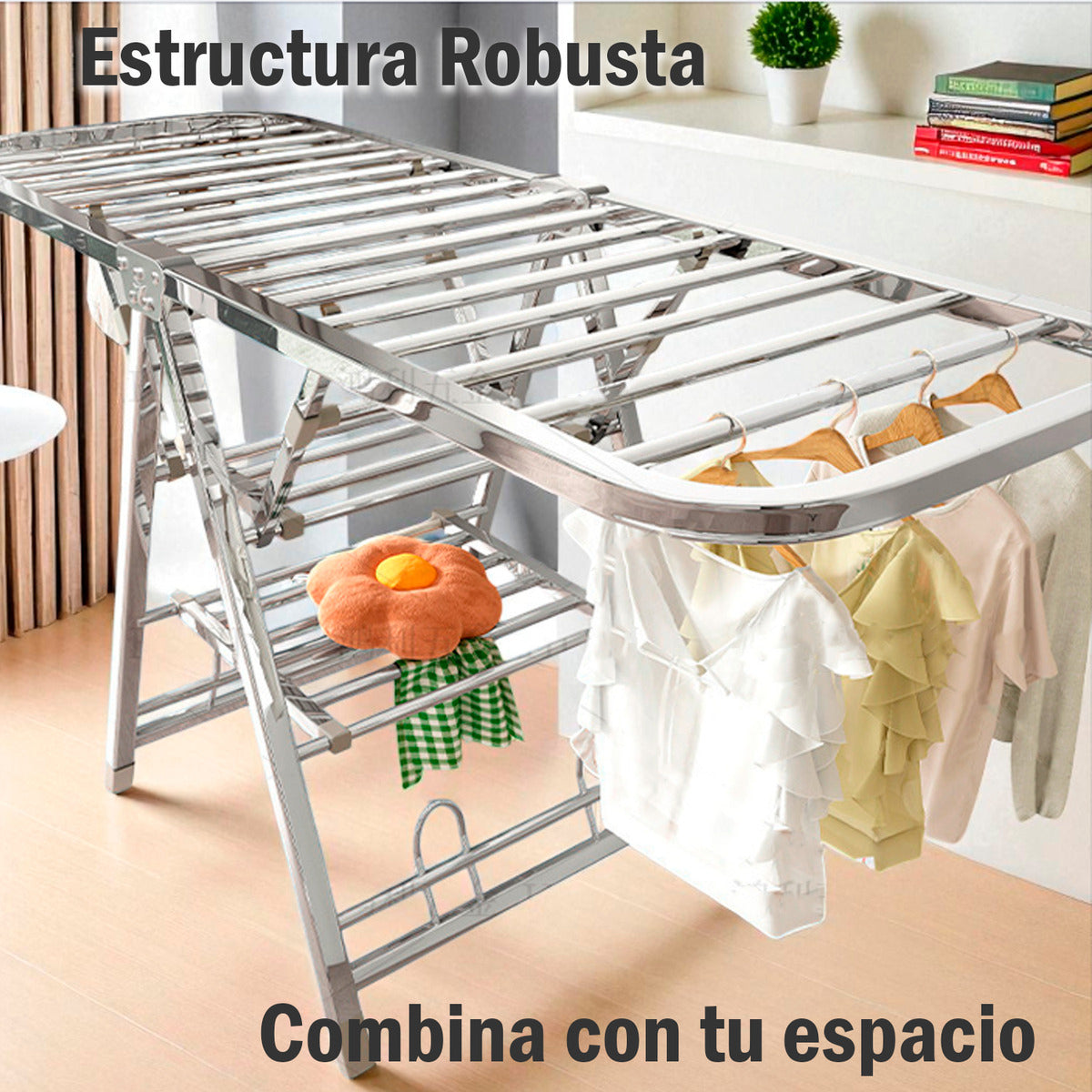 Tendedero Plegable Acero Inoxdable Premium 180cm Soporta 50kg Plateado