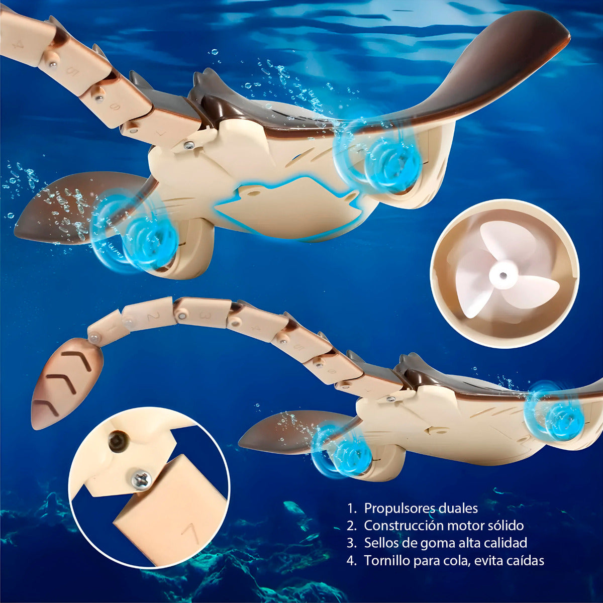 Juguete A Control Remoto Mantarraya Acuatico Recargable 35Cm