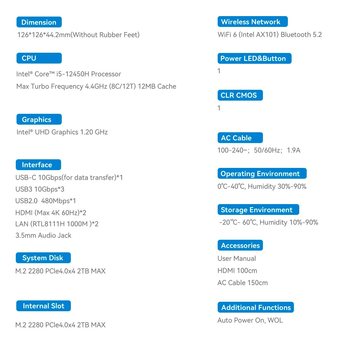Mini Pc Beelink Eqi12 Intel Core 12450h 24gb 500gb Dual Lan