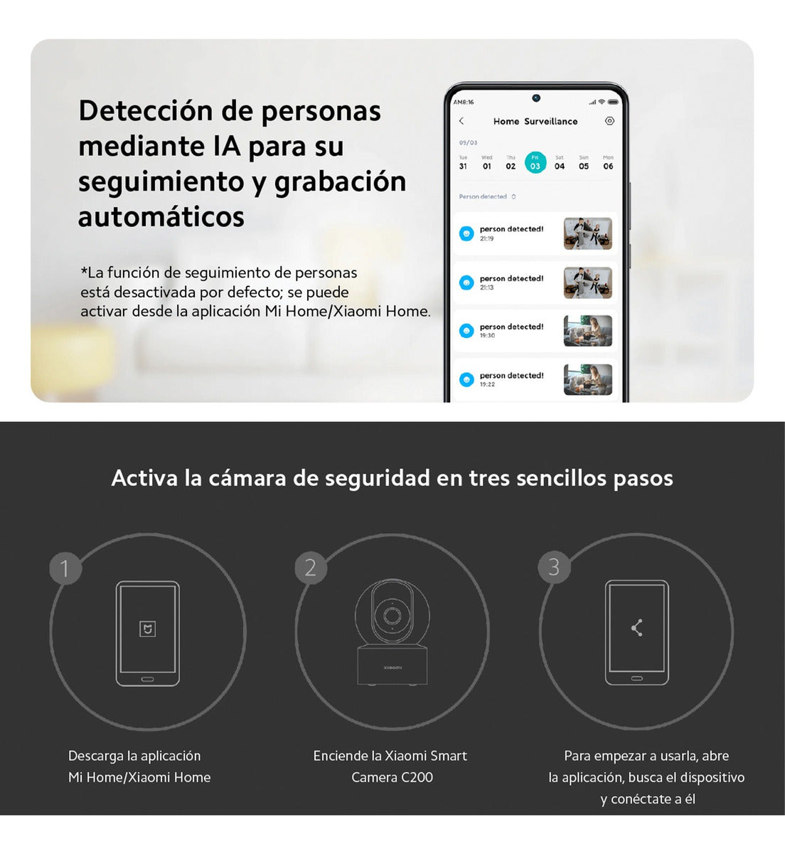 Xiaomi Smart Camera C200 Seguridad 1080p Wifi Visión 360° Blanco