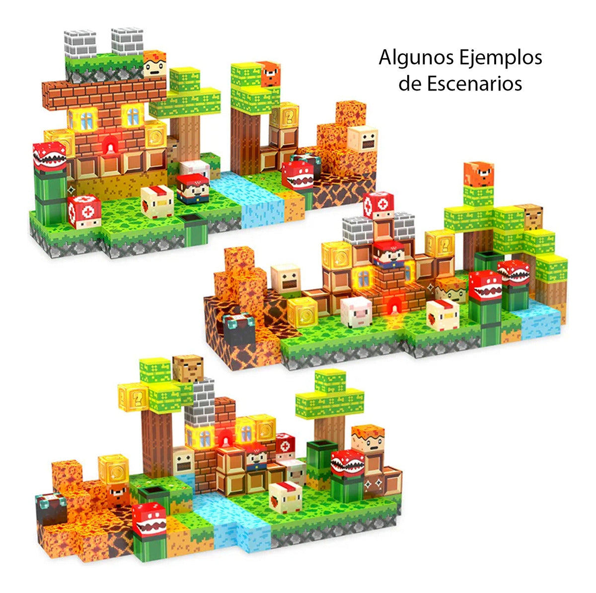 Bloques Magnéticos Tipo Minecraft 137 Pcs 3 Bloques De Luz