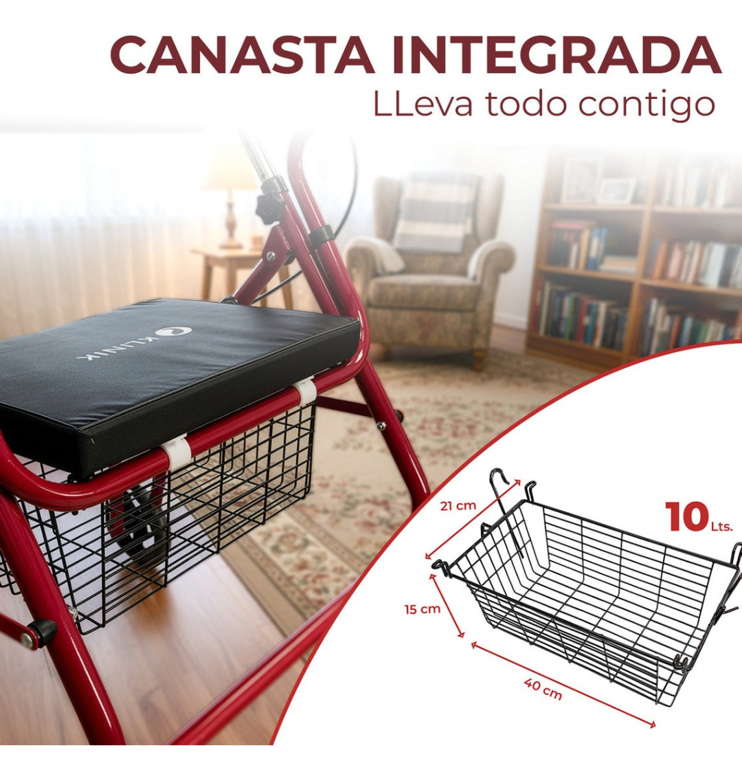 Burrito Andador Ortopedico Adulto Con 4 Ruedas Y Frenos Con Asiento