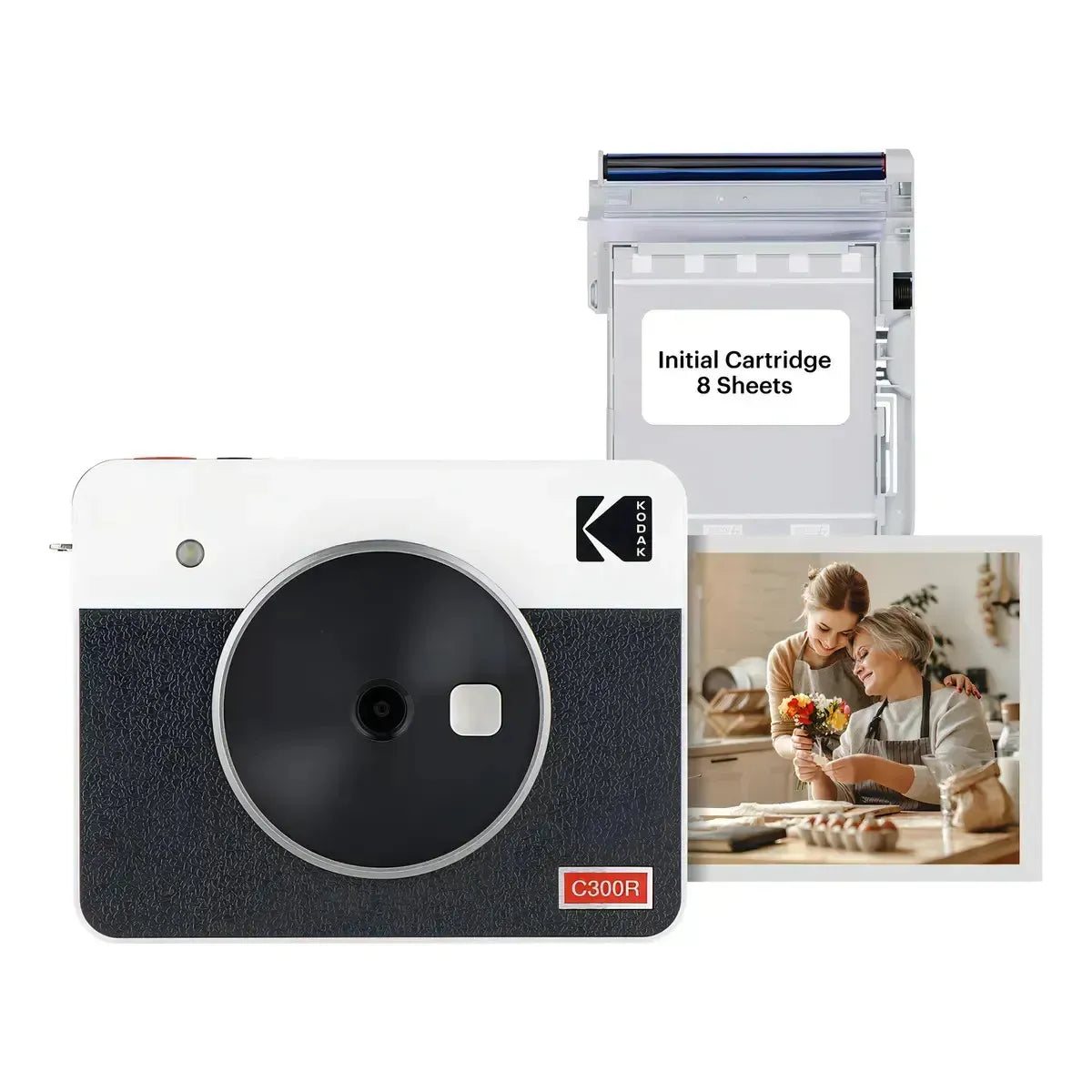 Camara Instantanea Kodak Mini Shot 3 Retro C300R Blanca – Impresora Bluetooth 2 en 1 + 8 Fotos