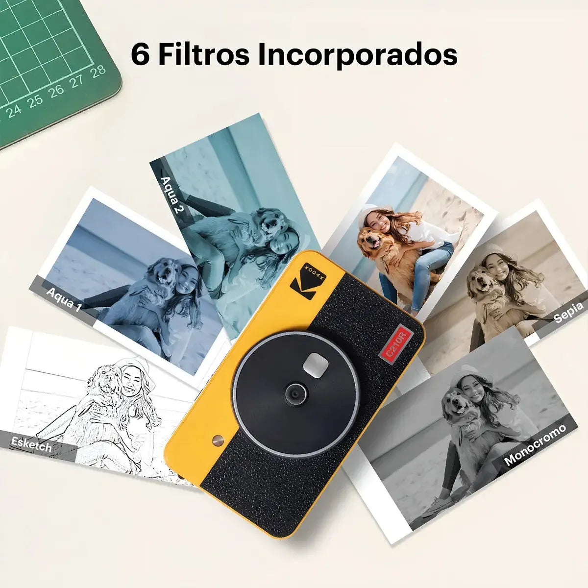 Camara Instantanea Kodak Mini Shot 2 C210R Blanca – Impresora Bluetooth 2 en 1 + 8 Fotos