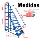 Escalera Industrial Tipo Avion De 7 Peldaños Con Plataforma De 1,85m 550kg