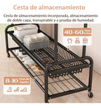 Perchero Organizador Colgante De Ropa Doble Con Ruedas 120cm Negro