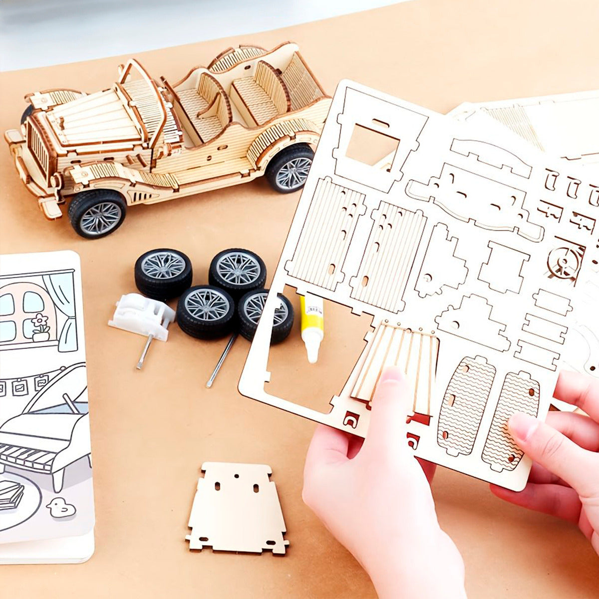 Puzzle 3d Madera Auto Clásico Armable Retro 65pcs Didáctico