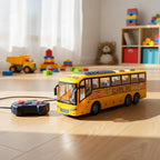 Juguete Auto Bus Escolar a Control Remoto Puertas Y Luces Amarillo