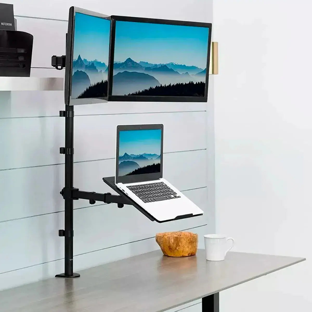 Soporte Escritorio Monitor Notebook Triple 10 a 32 Pulgadas Con Brazo