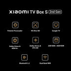Xiaomi Tv Box S 2nd Gen Control Voz 4k 8gb 2gb Google Tv Negro