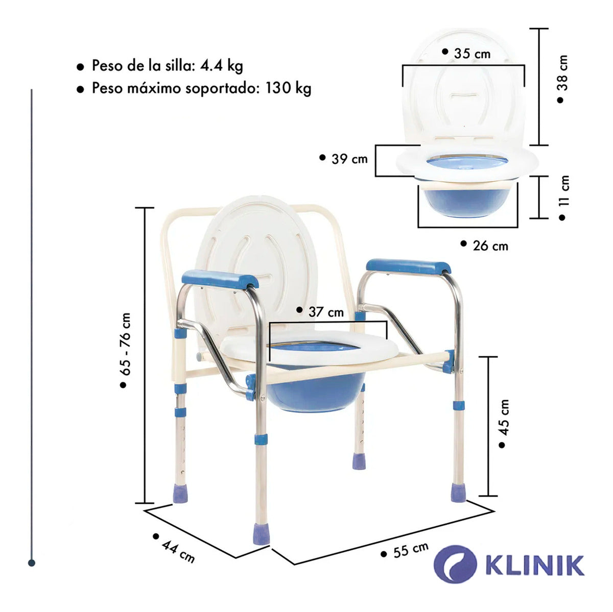 Silla De Baño Inodoro Ducha Portatil Klinik Adulto Mayor