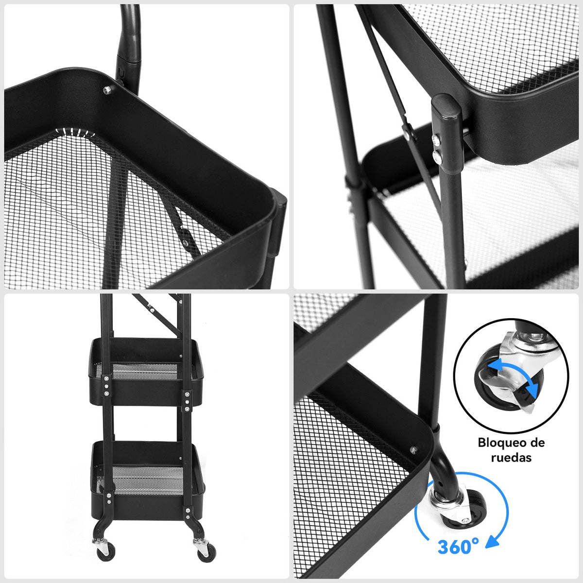 Carro Plegable Carrito Organizador Estante Con Rueda Multiuso