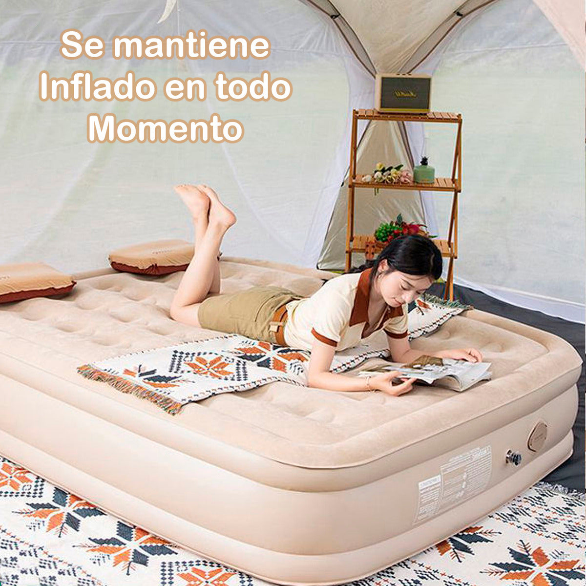 Colchón Cama Inflable Con Bomba Extraible De 2 plazas 40cm