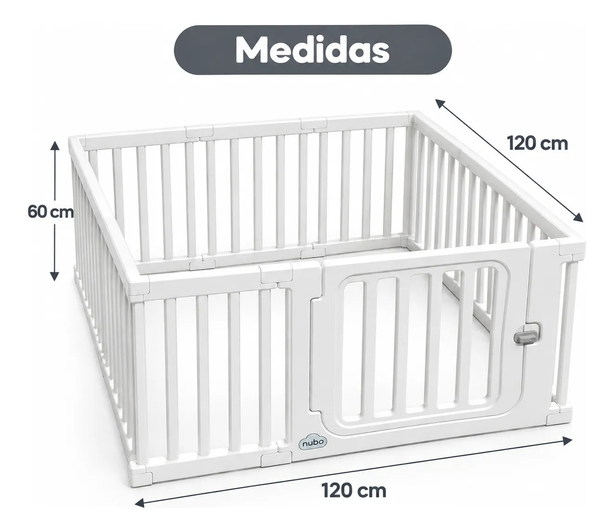 Corral para Bebe niños Con Seguro Armable 120x120cm Blanco