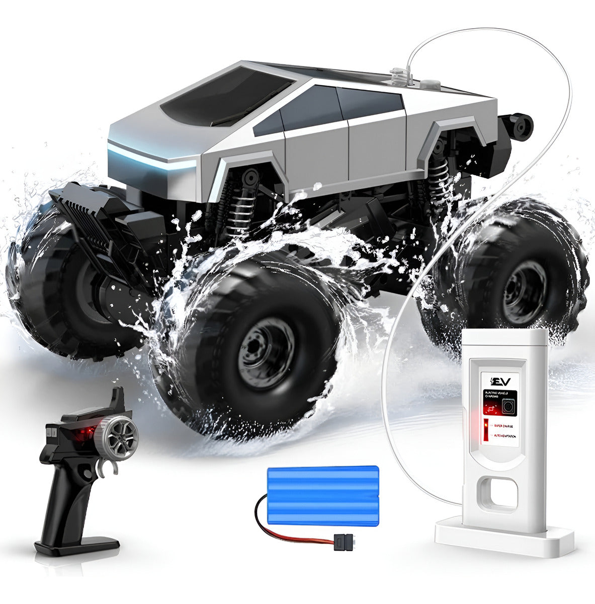 Auto Control Remoto Cybertruck Monster 26cm Con Estacion Carga