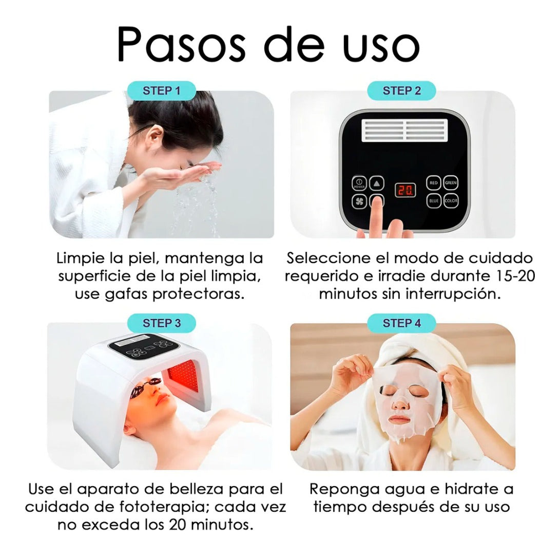 Lampara Cabina Fototerapia Facial De 7 Colores Con Lentes Y Con 287 Leds