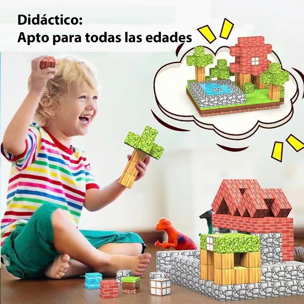 Bloques Construcción Niños Tipo Minecraft 100pcs 6 Muñecos