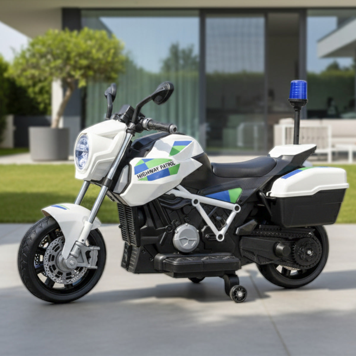 Moto Electrica Montable Niños Policia Bateria Alta Duracion Led Blanco